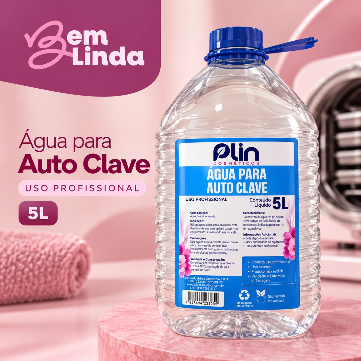 AGUA DESTILADA AUTOCLAVE 5L PLIN