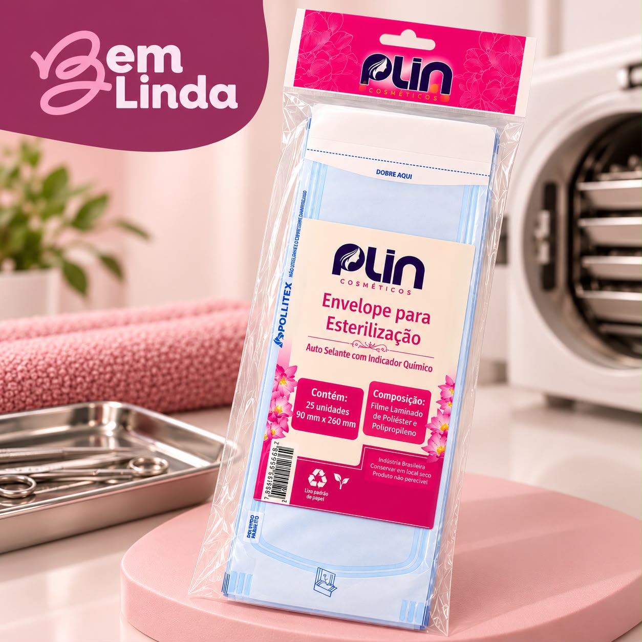 ENVELOPE P/ ESTERILIZACAO EM AUTOCLAVE TAM 9X23 - C/ 25 UNID